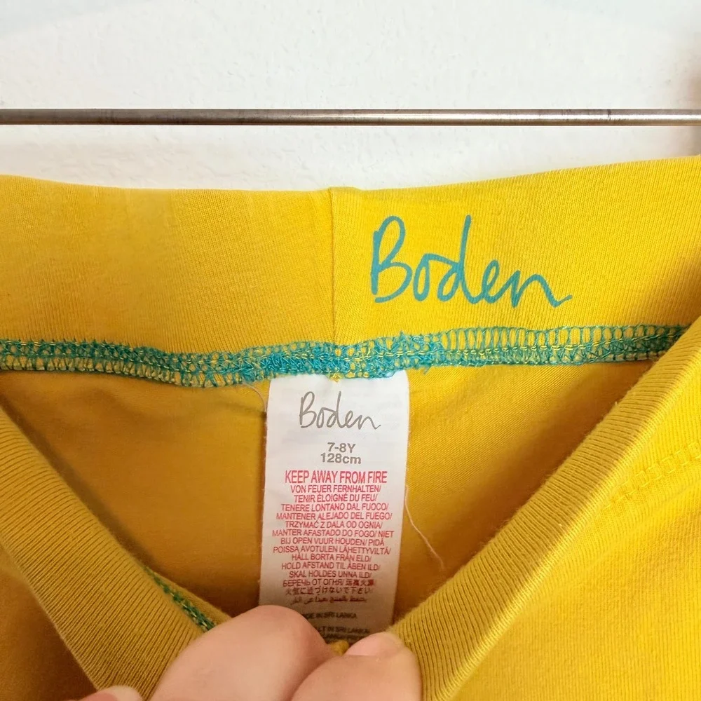 Boden Girls Mustard Yellow Cropped Leggings Size 7-8Y 128cm Solid Stretch
